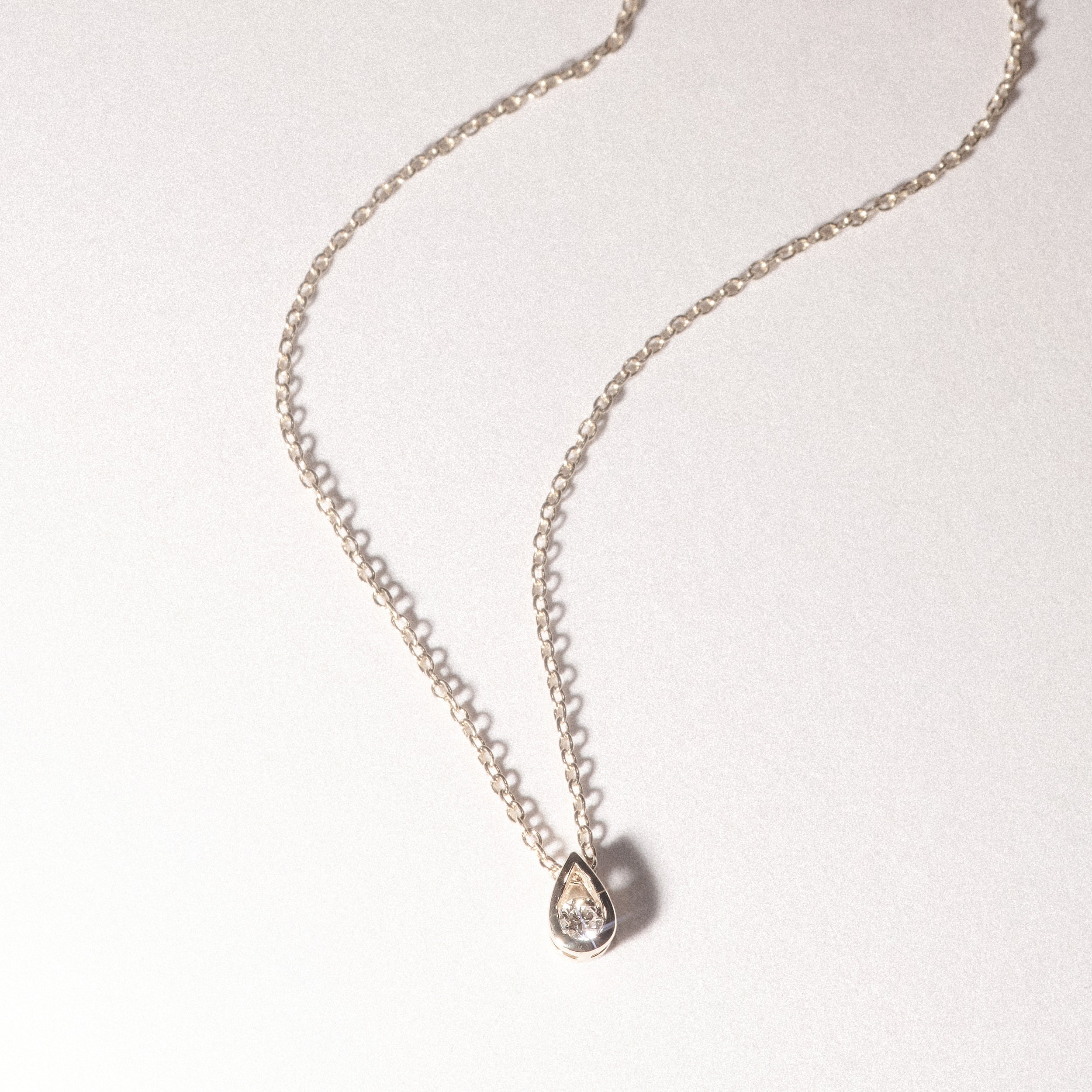 Teardrop 0.10ct Round Cut Lab Grown Solitaire Pendant Necklace in 18K Gold Vermeil